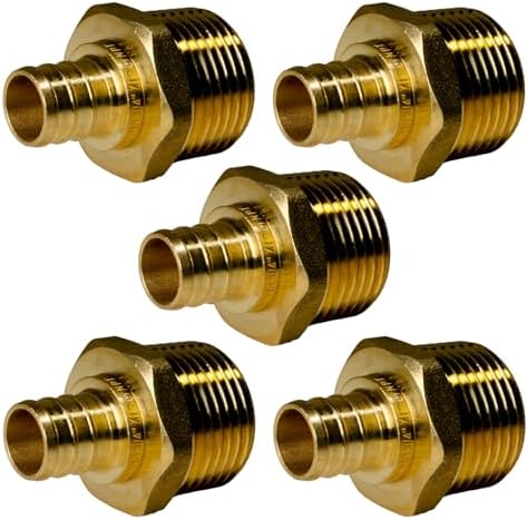 XFITTING 3/4 inch Pex x 1 inch Male NPT Adapter, 24-4-7=5X, 5 Pieces