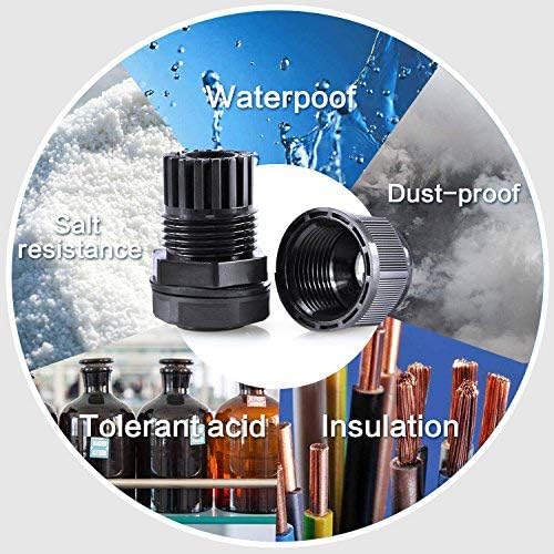 XHF 20 Pcs 3/4" IP68 Strain Relief Nylon Cord Grip Waterproof NPT Cable Glands Adjustable UL Listed and RoHS Compliant(Grey)