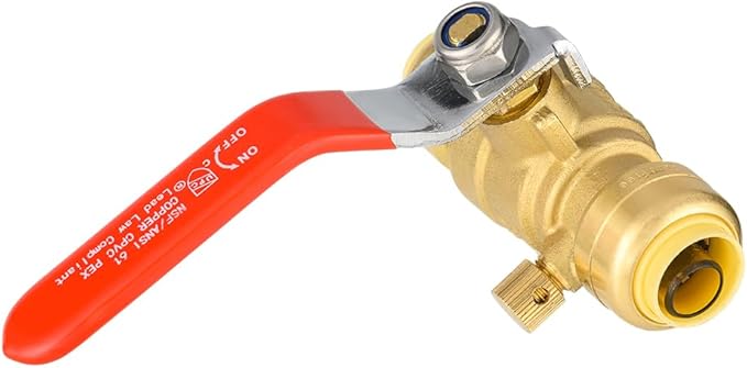 EFIELD 1/2 Inch Push-Fit Full Port Ball Valve with Drain, Disconnect Clip Tool, UPC Certified,(PF-VALVE068-1PCS)