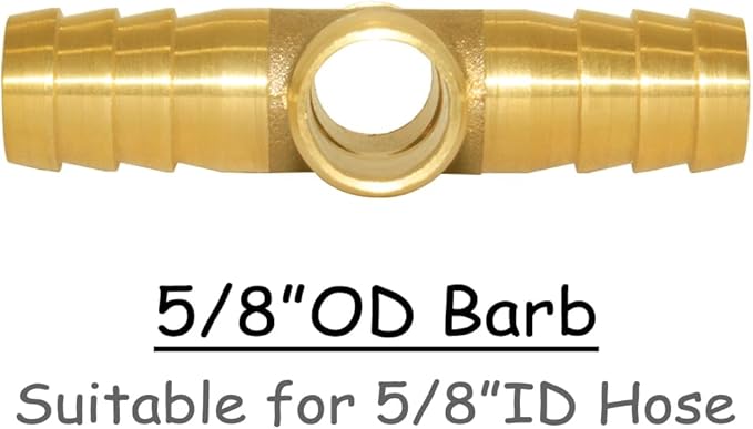 2PCS Solid Brass 5/8"OD Barb Fittings 4-Way Union Intersection Hose Pipe Barb Fitting for Water/Oil/Gas