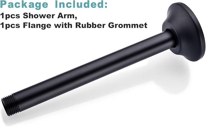 BESTILL 8 Inch Ceiling Mount Rain Shower Head Arm and Flange, Matte Black