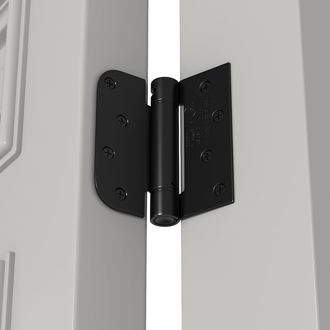 goldenwarm 3pack Black Door Hinges 4 Inch Self Closing Spring Door Hinge with Square & 5/8" Radius Corners - Adjustable Door Closing, Residential & Heavy-Duty Hardware