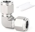 TAISHER 1PCS 316 Stainless Steel 90 Degree Compression Tube Pipe Fitting Connector, 3/8" Tube OD x 3/8" Tube OD Adapter