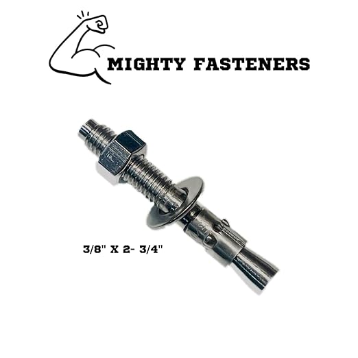 Wedge Anchors – Heavy-Duty 304 Stainless Steel Expansion Bolts for Concrete & Masonry, Rust-Resistant & Durable - 3/8" X 2-3/4" - 25 Pack