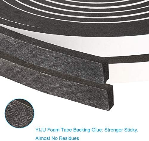 2 Rolls Foam Tape Weatheratrip for Door Window Insulation, Single Sided Foam Strips Adhesive, High Density Foam Seal Tape, Closed Cell Foam Seal Strip Tape(1/2"Wx1/4"Tx32FT, Black)
