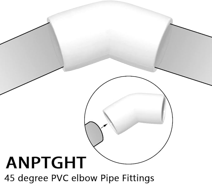 3/4" 45 Degree PVC Elbow Fitting, Furniture Grade 2 Way Right Angle Elbow Side Outlet, PVC Corner Fittings for DIY Building Furniture Greenhouse Shed Pipe Fittings Tent Connection (Pack of 8)