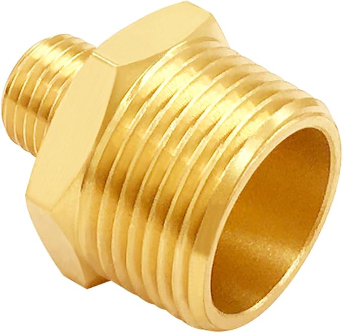 3PCS Brass Reducer Adapter, 1/4" NPT Male to 3/4" NPT Male Thread, Hex Reducing Pipe Fitting Coupler Nipple Connector for Water/Oil/Gas