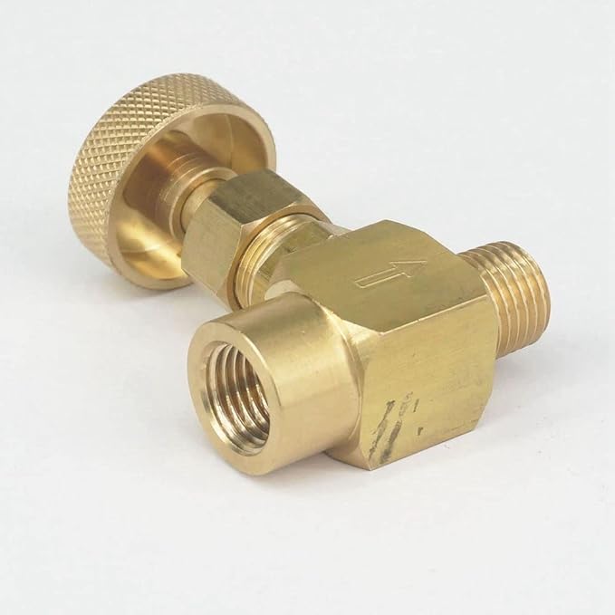 1/4" NPT Male To Female Brass Needle Valve Flow Control 1000 PSI WOG Plumbing Propane Gauge Water Gas Oil Fuel