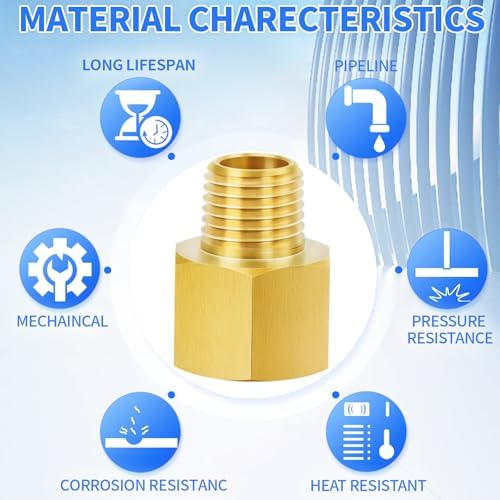ChillWaves Brass Pipe Fitting Extension Adapter 1/2" NPT Female x 1/2" NPT Male Thread Adapter(3-PACK)