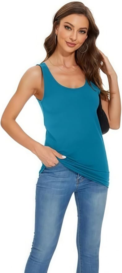 H HIAMIGOS Womens 3 Packs Long Tank Tops Stretchy Cotton Sleeveless Camisole Undershirts Layering Workout Yoga Camis