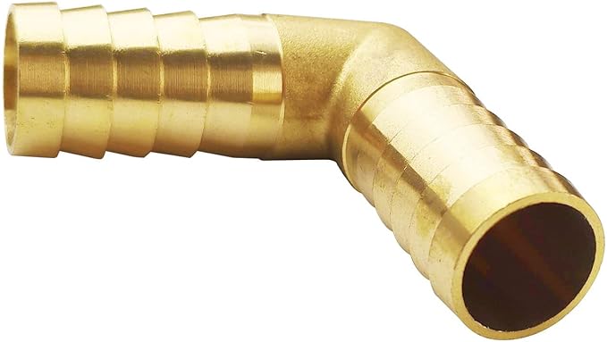 2PCs 3/4" Brass Hose Barb Fitting 90 Degree Elbow Barbed Splicer Mender Union Fitting with 4PCs Hose Clamp for Oil Water Air