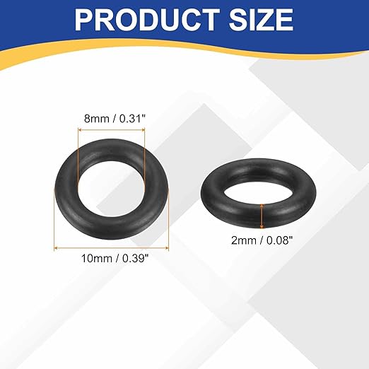 HARFINGTON 50pcs Nitrile Rubber O-Rings 10mm OD 6mm ID 2mm Width Metric Buna-N NBR Sealing Gasket Plumbing Sealing Repair O Rings for Car Auto Vehicle Repair Faucet Air Gas