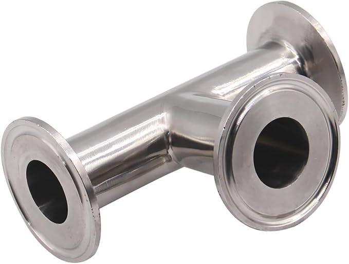 DERNORD 2 Pack Clamp Tee 3 Way Stainless Steel 304 Sanitary Fitting Fits 1.5" Tri-clamp, 25mm Pipe OD