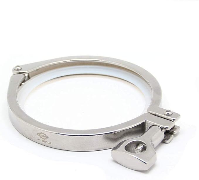QiiMii Single Pin Heavy Duty Tri Clamps with Wing Nut Ferrule TC 4 Inch Stainless Steel 304 Sanitary Fittings with Silicone Gasket