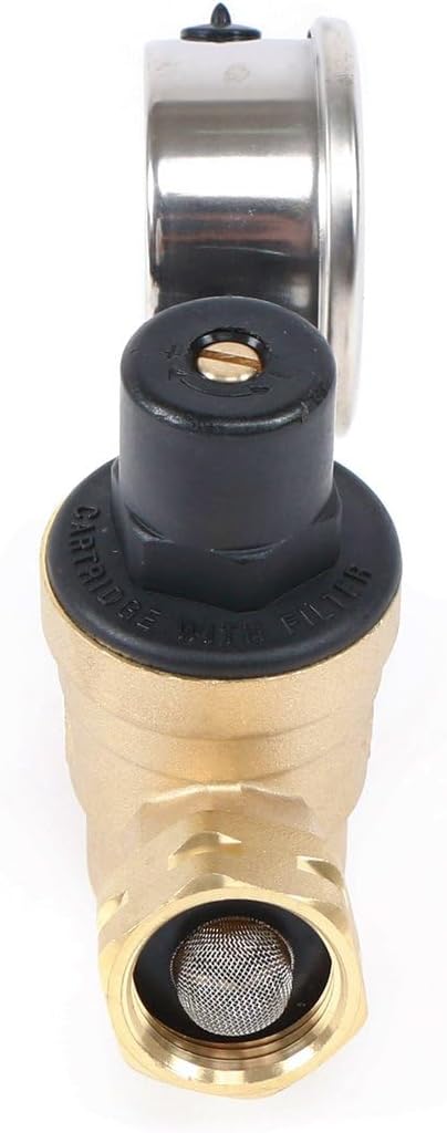 U.S. Solid 3/4" GHT RV Water Pressure Regulator, Adjustable Lead-Free Brass Water Regulator Valve with Gauge & Filter for RV, Camper & Garden Hose(20-PACK)