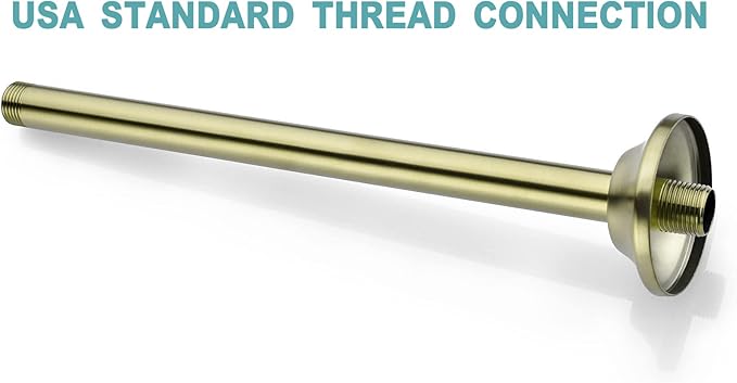 BESTILL 12 Inch Ceiling Mount Rain Shower Head Arm and Flange, Brushed Gold
