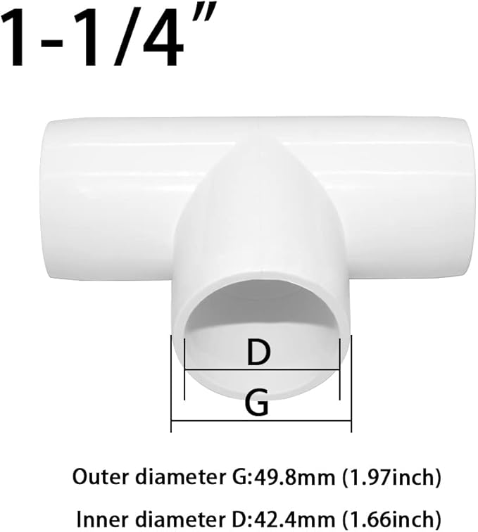 1-1/4 Inch Tee PVC Fitting 3 Way Connector, Furniture Grade Corner Fittings for DIY Building Furniture Greenhouse Shed Pipe Fittings Tent Connection (Pack of 8)