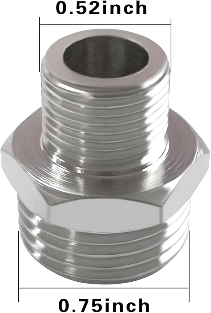Beduan RV Water Line Adapter 1/2" Male to 3/8" Male Brass Supply Line Adapter for RV Plumbing Water Hose Pipe Connector (Pack of 5)