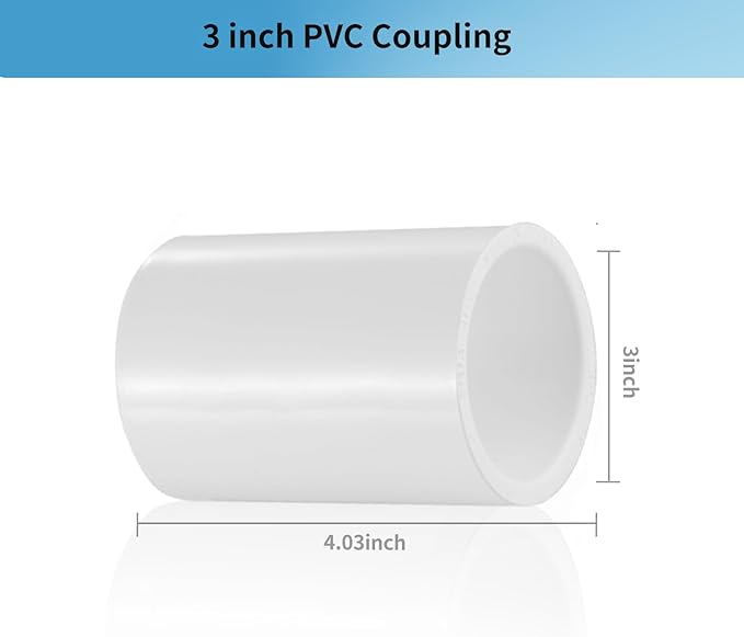 LESSO 3 Inch PVC Pipe Coupling Adapter, SCH40 Heavy Duty UPVC Slip x Slip Connection - ASTM D2466 Standard for Plumbing, Irrigation & Pool Systems