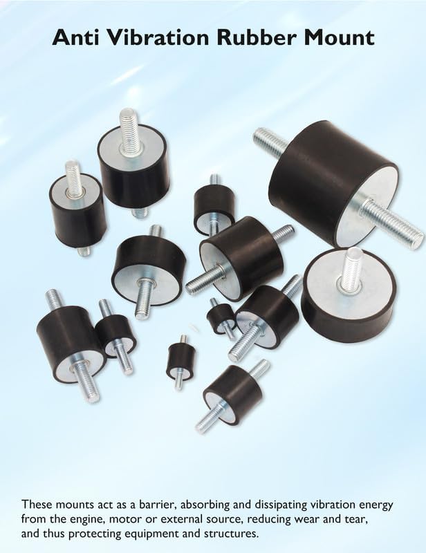 M8 Rubber Vibration Isolator Mounts Double Stud Shock Absorber Isolation Mounts Anti Vibration Silent-Blocks for Car Boat Bobbins Motors Compressors Pumps, 4pcs M8x23-30x20mm, 8pcs LockNuts