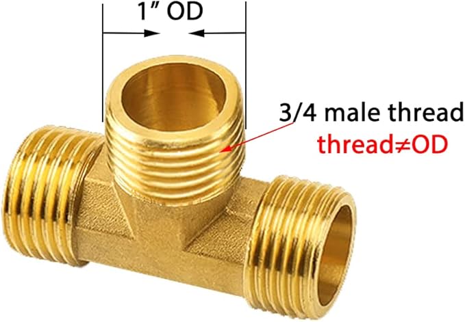 Joywayus Brass Pipe Fittings 3/4"NPS Male Forged Tee Pipe Tube Fitting(pack of 3)
