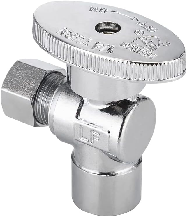 (Pack of 10) EFIELD 1/4 Turn Angle Stop Valve Sweat 1/2" X 3/8" OD Compression Connection, Chrome Plated Brass, cUPC Certified,(VALVE084)