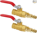 2PCS Brass 1/4 Inch NPT Ball Valve and Air Connect, 1/4" NPT Female Thread Shut-off Valve with 1/4" NPT Male Industrial Air Hose Quick Plug for Air Compressor Pneumatic Coupler Fitting Adapter