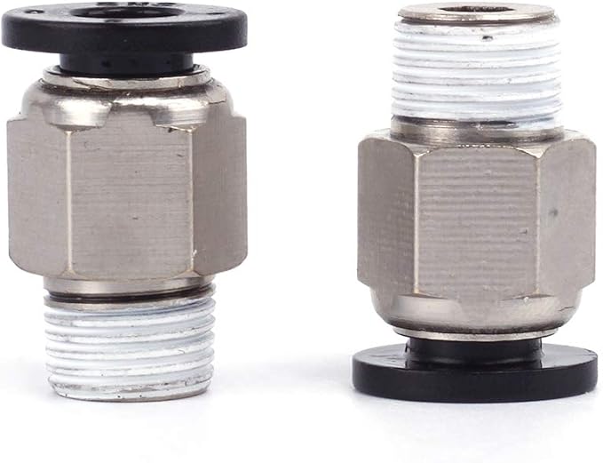 SNS 6mm Tube OD x 1/8 NPT Male Straight Nickel Plated Brass Push to Connect Pneumatic Fittings（10 PCS） SPC6-01NPBK