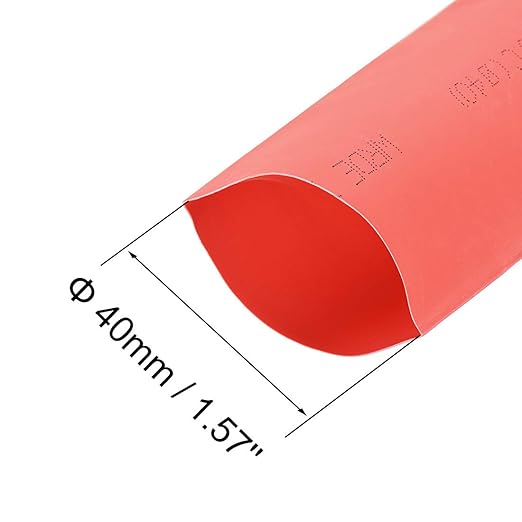 uxcell Heat Shrink Tubing, 40mm Dia 66mm Flat Width 2:1 Rate Shrinkable Tube Cable Sleeve 1m - Red
