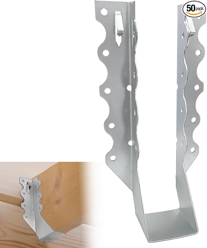[50 Pack] 2x8 Joist Hanger, 18 Gauge LU28 Galvanizing Face Mount Joist Hangers, Wood Hurricane Ties, Rafters Tie