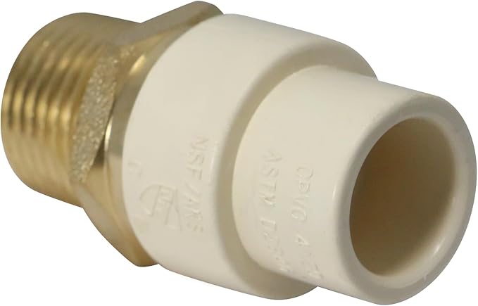 XFITTING CPVC Transition Coupling, 1/2 inch CPVC x 1/2 inch MNPT, Pack of 2