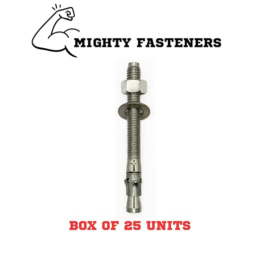 Premium 316 Stainless Steel Wedge Anchor, 1/2"-13 X 4-3/4" – Heavy Duty Corrosion Resistant Fastener for Concrete and Masonry Applications 25 Pack