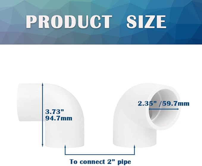 2PCS 2 Inch White PVC 90 Degree Elbow Adapter Pipe Fittings 2 Way Right Angle Pipe Corner Coupling Connectors for Sprinkler, Drip Irrigation System HE051-2