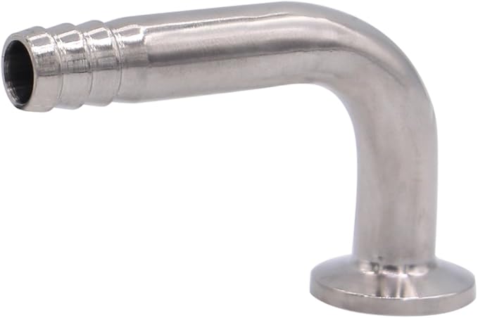 DERNORD Sanitary Hose Barb Pipe Fitting 0.75" Tri Clamp (25MM Ferrule) 90 Degree Elbow (Tube OD: 1/2"/12MM (3/4 Tri-clamp))