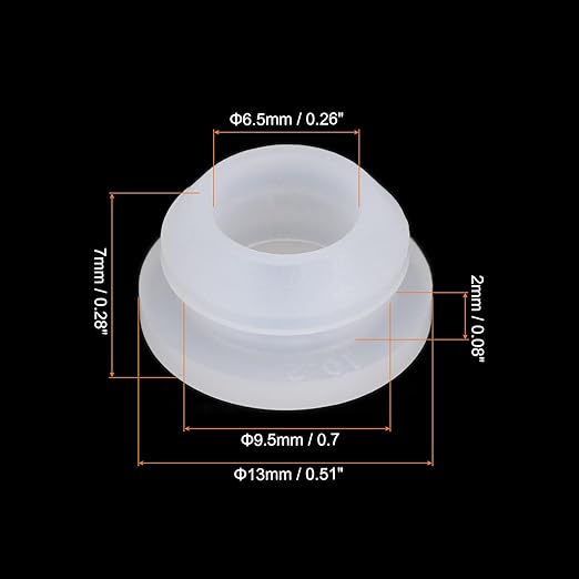 MECCANIXITY 20Pcs Snap Rubber Grommet Plug Mount Dia 9.5mm ID 6.5mm Narrow Groove Width 2mm Seal Anti-Scratch for Electrical Box Cable Pipes Transparent