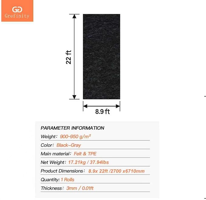 8.9’x 22' Garage Floor Mat & Oil Spill Mat, Heavy Duty Under Car Mat for Garage & Driveway, Protects Against Oil, Chemicals & Stains with TPE Anti-Leak Backing, Reusable & Washable