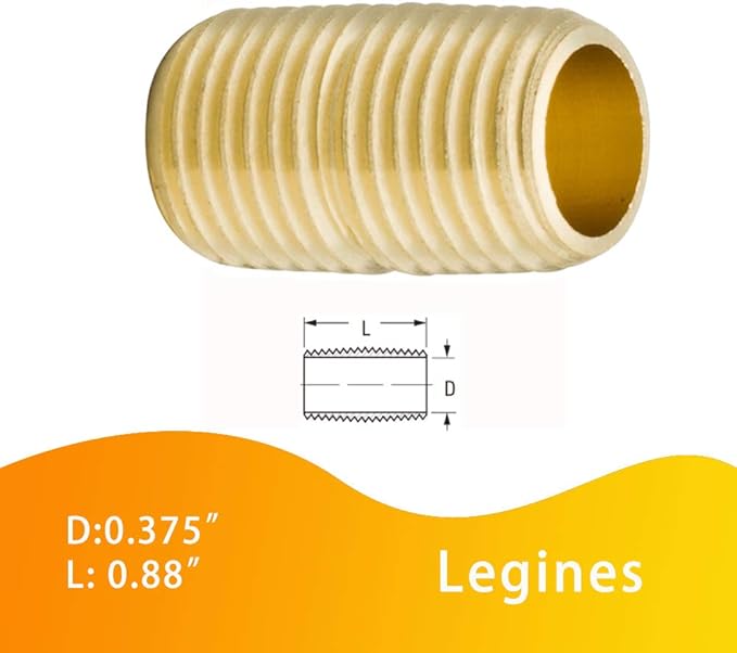 Legines Brass Pipe Fitting Close Nipple, 1/4" NPT Male x 1/4" NPT Male, 7/8" Length 1200psi (pack of 2)