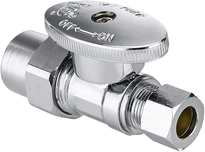 (Pack of 5) EFIELD 1/4 Turn Straight Stop Valve 3/8" OD Compression X 1/2" CPVC Pipe Connection, Chrome Plated Brass,(VALVE073-5PCS)
