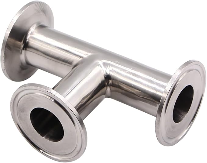 DERNORD 2 Pack Clamp Tee 3 Way Stainless Steel 304 with 6 Silicone Gaskets Fits 1.5" Tri Clamp, 25mm Pipe OD Sanitary Fittings(1 inch)