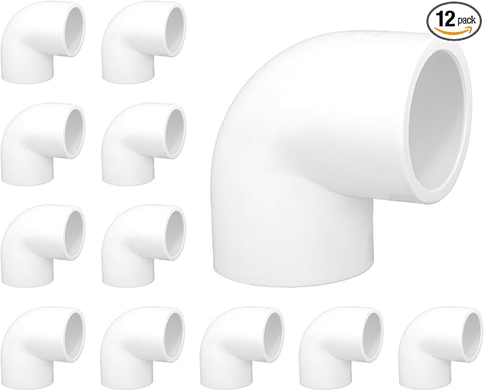 12 Pack 3/4 inch 90 degree PVC elbow Pipe Fittings, PVC Fitting Connectors, Used for Building Furniture, Furniture Grade, White