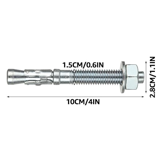 QTLCOHD 1/2 x 3-3/4 Inch Concrete Anchors Carbon Steel Wedge Anchor Bolts for Concrete (Box of 60)