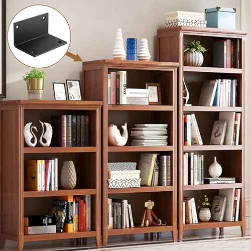 8 PCS Iron 2.76 Inch L Right Angle Bracket with Screws, 2.76" x 1.57" x 1.57" Metal Joint Bracket 90 Degree Corner Brace for Wood Bookshelf Furniture Cabinet, Thickness 3 mm Heavy Duty Black Brackets