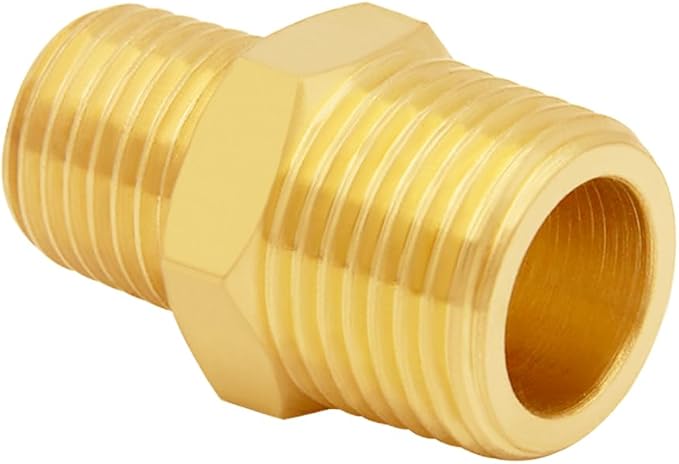 3PCS Brass Reducer Adapter, 1/4" NPT Male to 1/2" NPT Male Thread, Hex Reducing Pipe Fitting Coupler Nipple Connector for Water/Oil/Gas