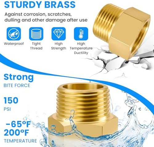 SDTC Tech Brass Pipe Fitting 3/4 NPT Thread Male to 3/4 NPT Thread Female