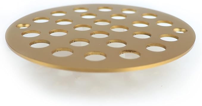 4 Inch Screw-in Round Shower Drain Cover Replacement Floor Drainer with Screws (Brushed Golden)
