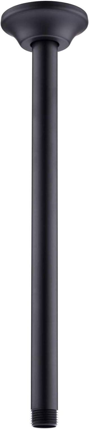 BESTILL 12 Inch Ceiling Mount Rain Shower Head Arm and Flange, Matte Black