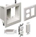 Arlington TVBR505K-1 TV Box Recessed Kit with Outlet and Wall Plates, 2-Gang, White, 1-Pack