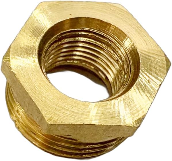 3/8" NPT Male x 1/8" NPT Female Brass Reducer Hex Bushing Threaded Pipe Fitting Reducing Adapter Pack of 2