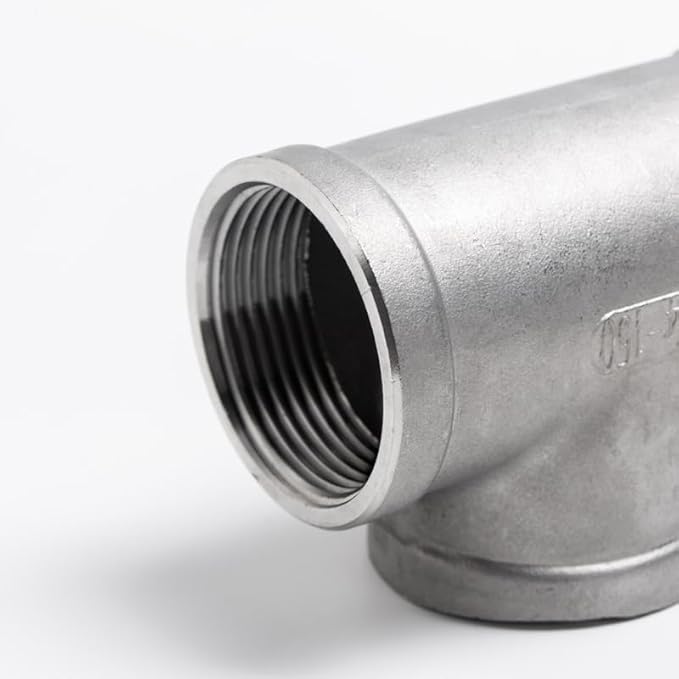 Beduan 1/8" Tee Female NPT T Shaped 3 Way Cast Pipe Fitting - Stainless Steel 304 (Pack of 2)