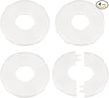 HARFINGTON 4pcs Wall Split Flange 33.5mm/1.3" Self-Adhesive Plumbing Cover Plates ABS Plastic Round Escutcheon Plate Buckle Design for Water Pipe Bathroom Kitchen Decoration, White